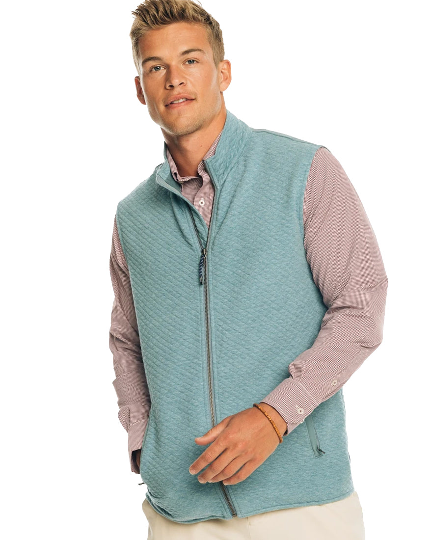 Mens Sundown Quilted Vest - Heather Blue Crab - 4