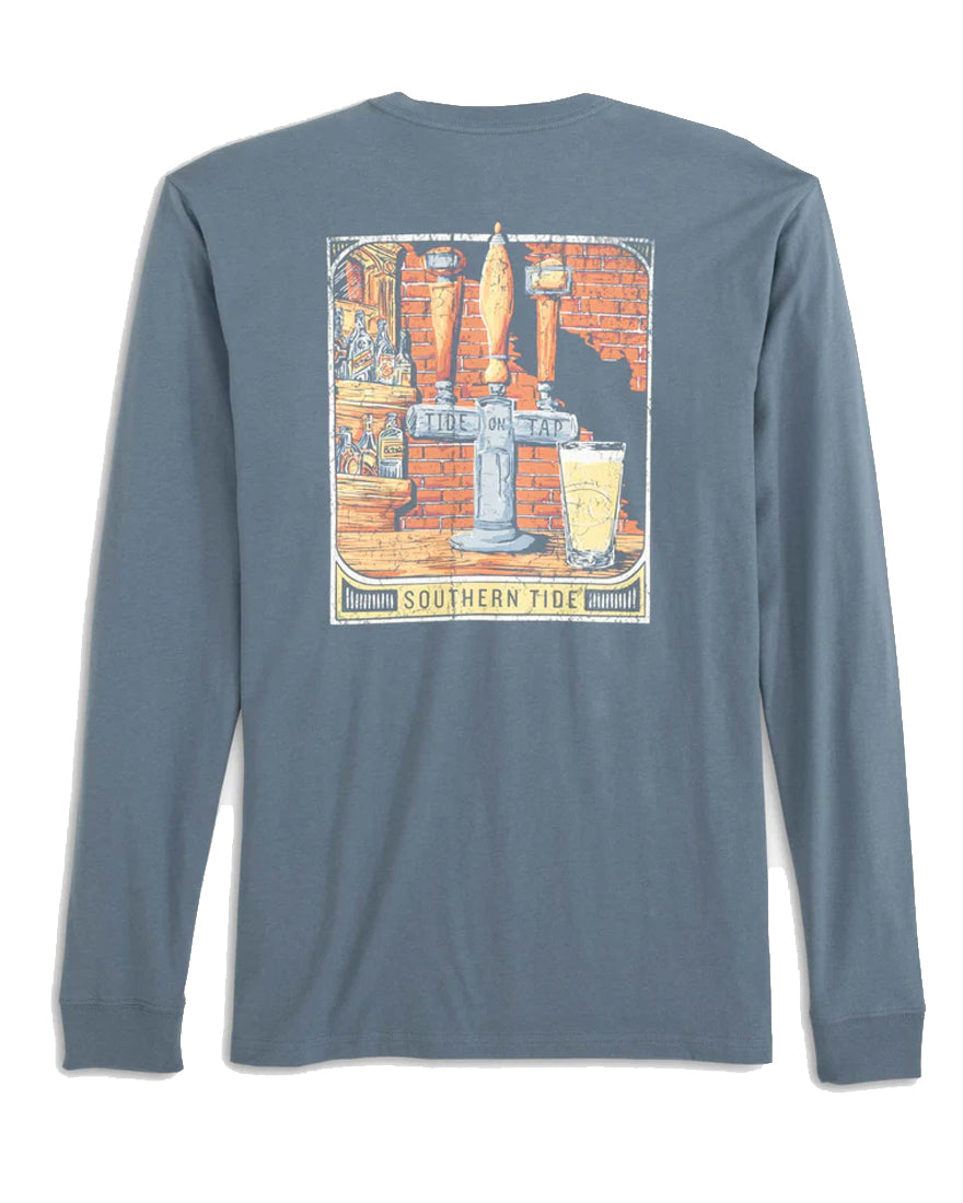 Mens Longsleeve Tide On Tap Tee - Blue Haze - 1