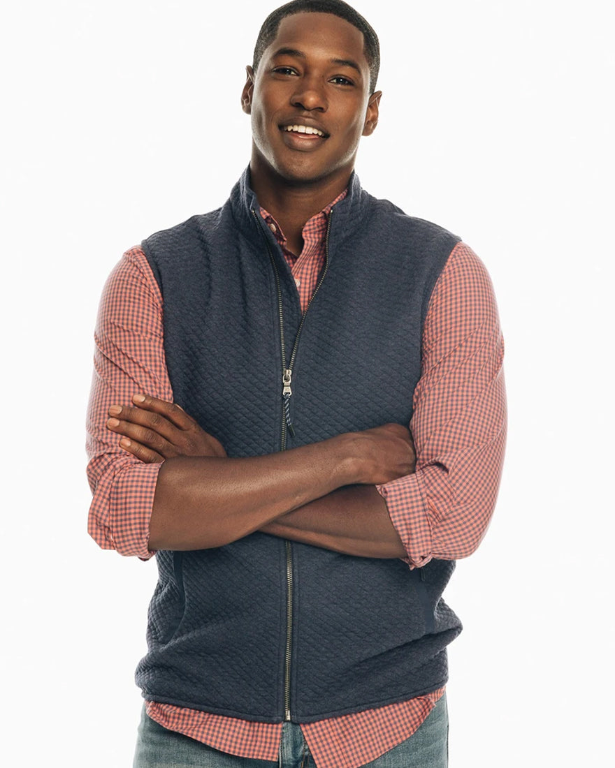 Mens Sundown Quilted Vest - Heather True Navy - 1