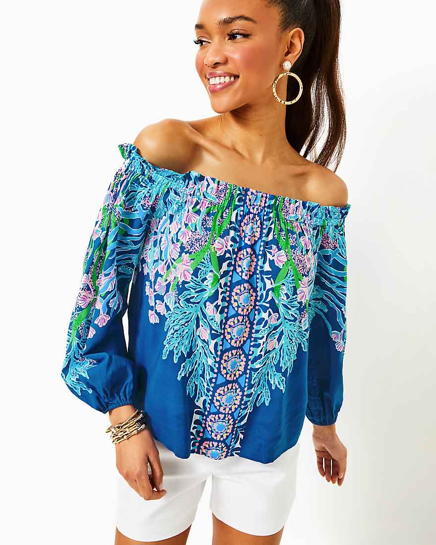 Aimes Long Sleeve Off The Shoulder Top – Splash Of Pink - Your Lilly 