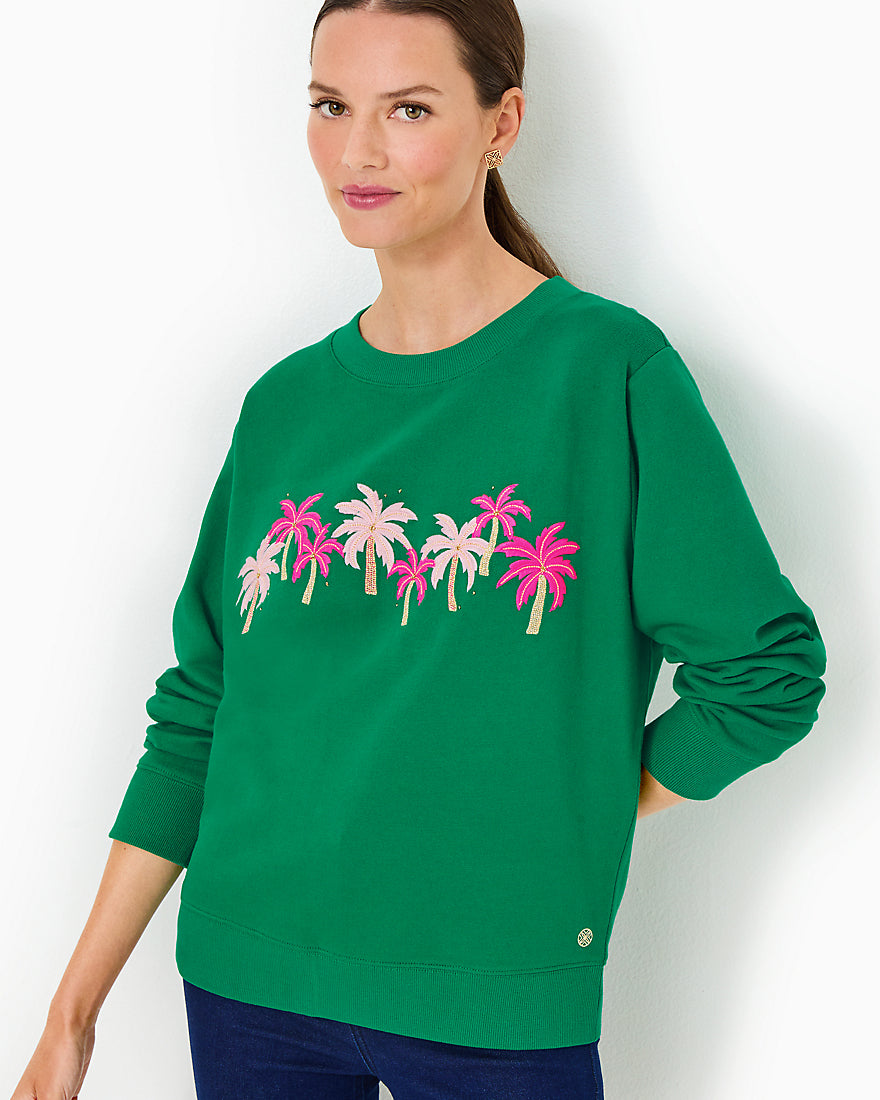 Ballad Long Sleeve Sweatshirt - Fiddle Leaf Green Palm Trees - 4