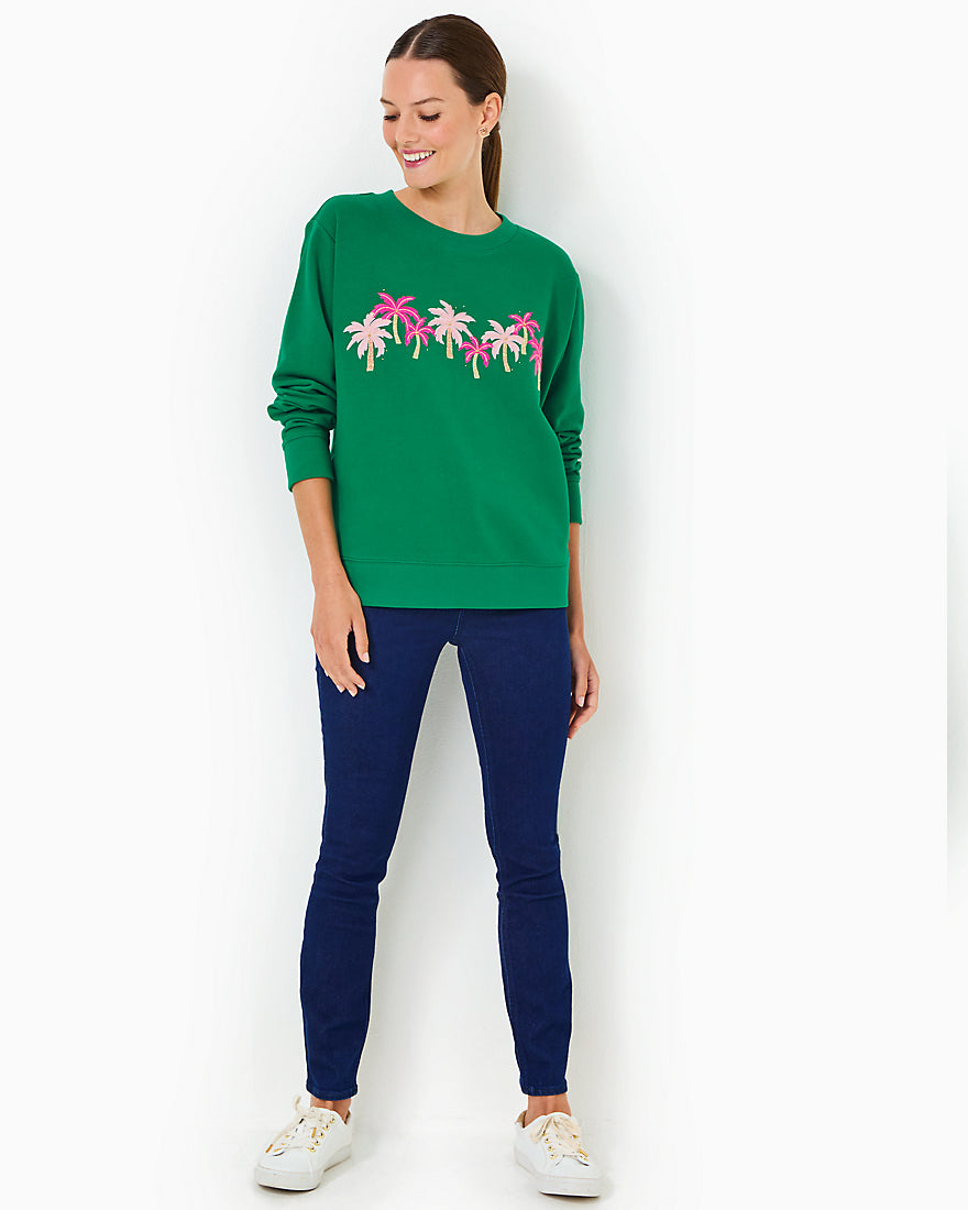 Ballad Long Sleeve Sweatshirt - Fiddle Leaf Green Palm Trees - 6