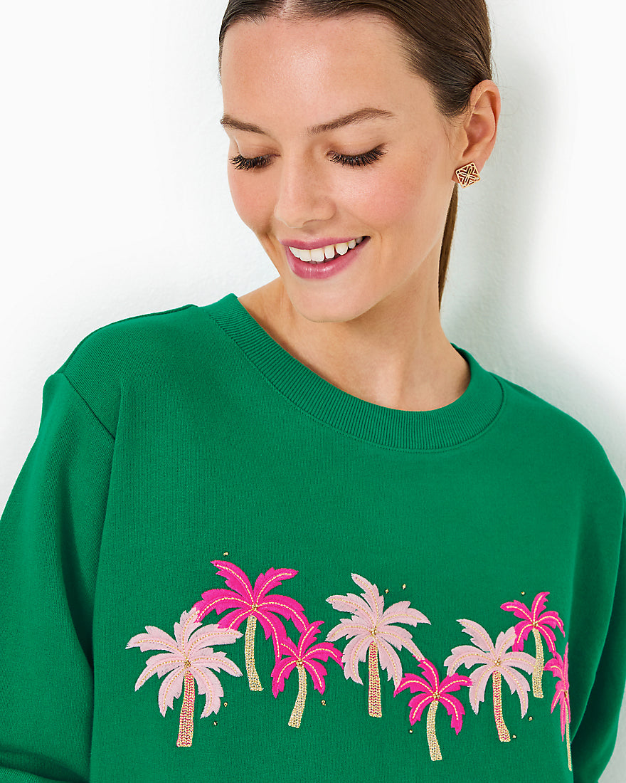 Ballad Long Sleeve Sweatshirt - Fiddle Leaf Green Palm Trees - 7