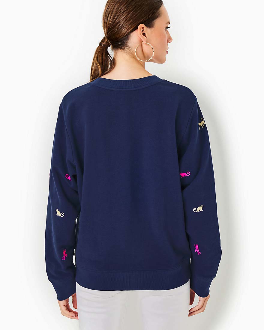 Ballad Long Sleeve Sweatshirt - Low Tide Navy Monkey Half Drop - 2