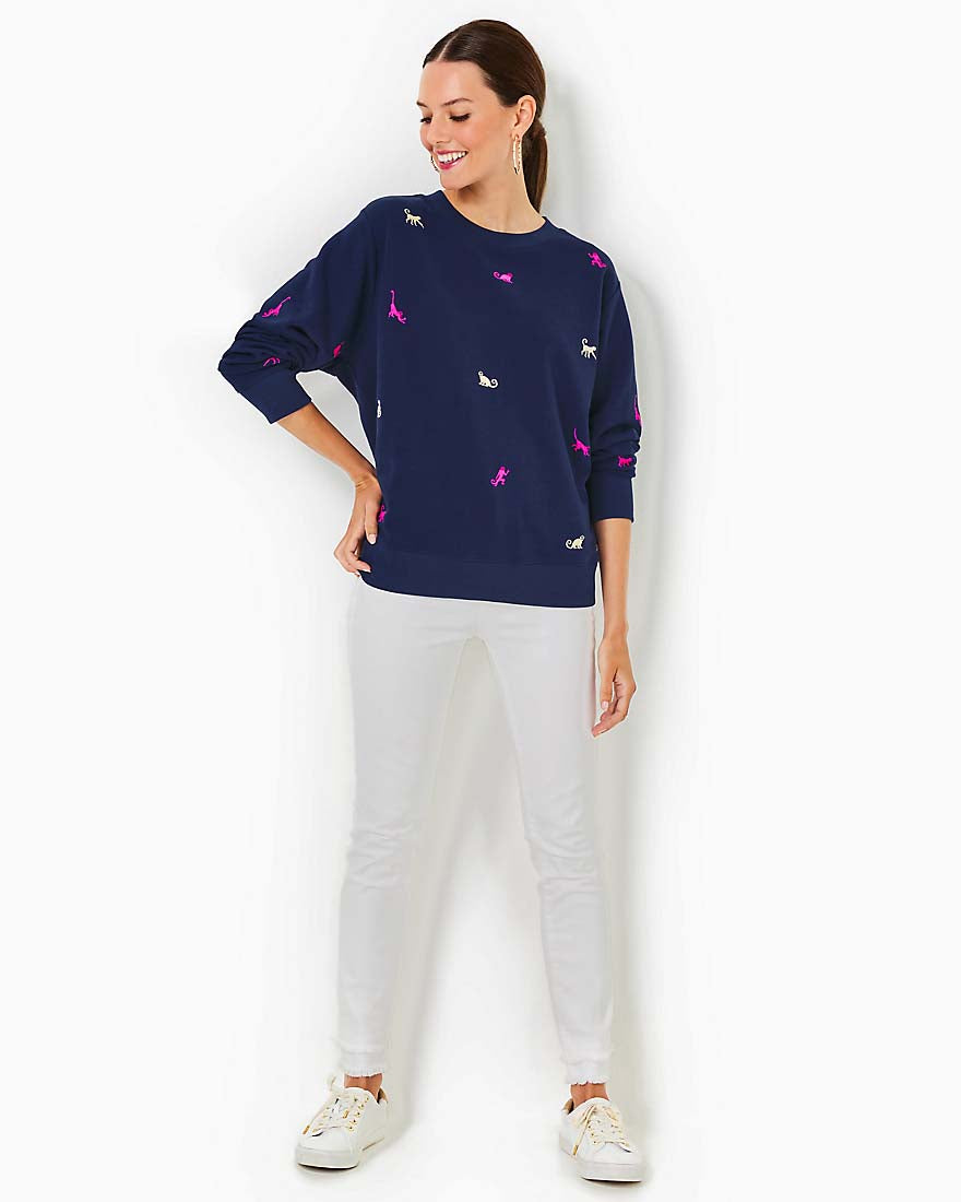 Ballad Long Sleeve Sweatshirt - Low Tide Navy Monkey Half Drop - 3