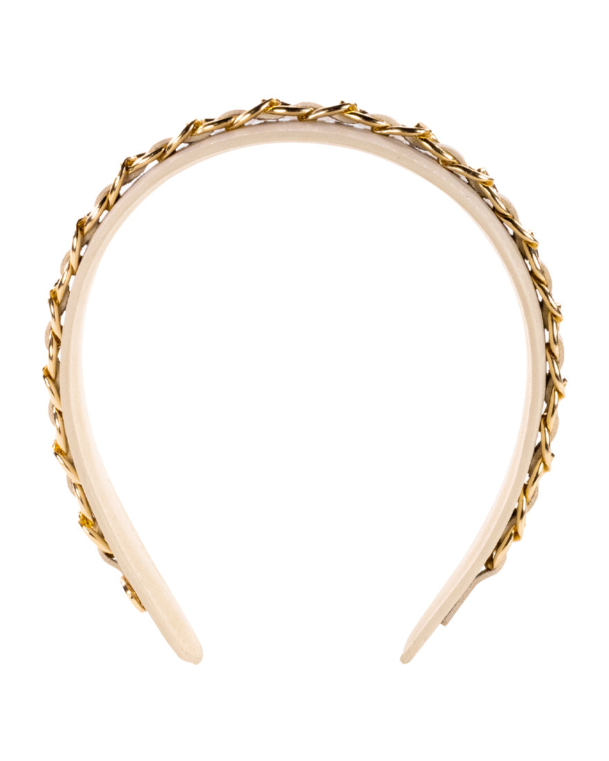 Chain Embellished Headband - Resort White - 1