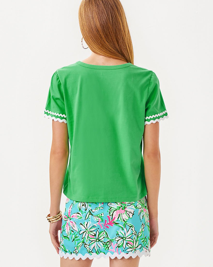 Clairmont Trimmed Knit Top - Fauna Green