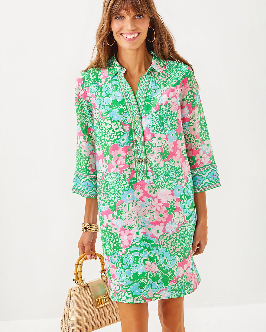 Daphnie Tunic Dress - Multi Plumes In Bloom