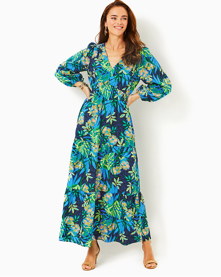 Deacon Three Quarter Sleeve V Neck Dress - Multi The Hottest Spot