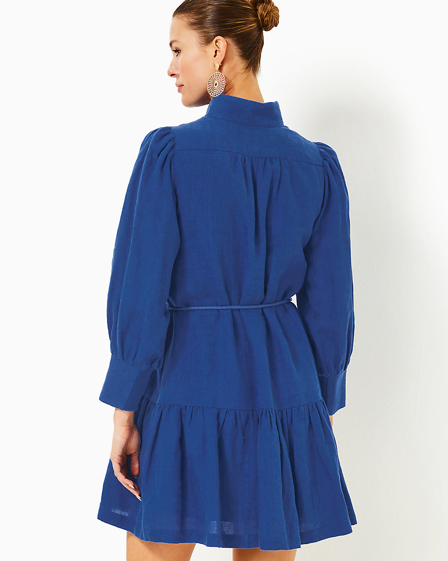 Drena Linen Dress - Martinique Blue X Blue Med - 2