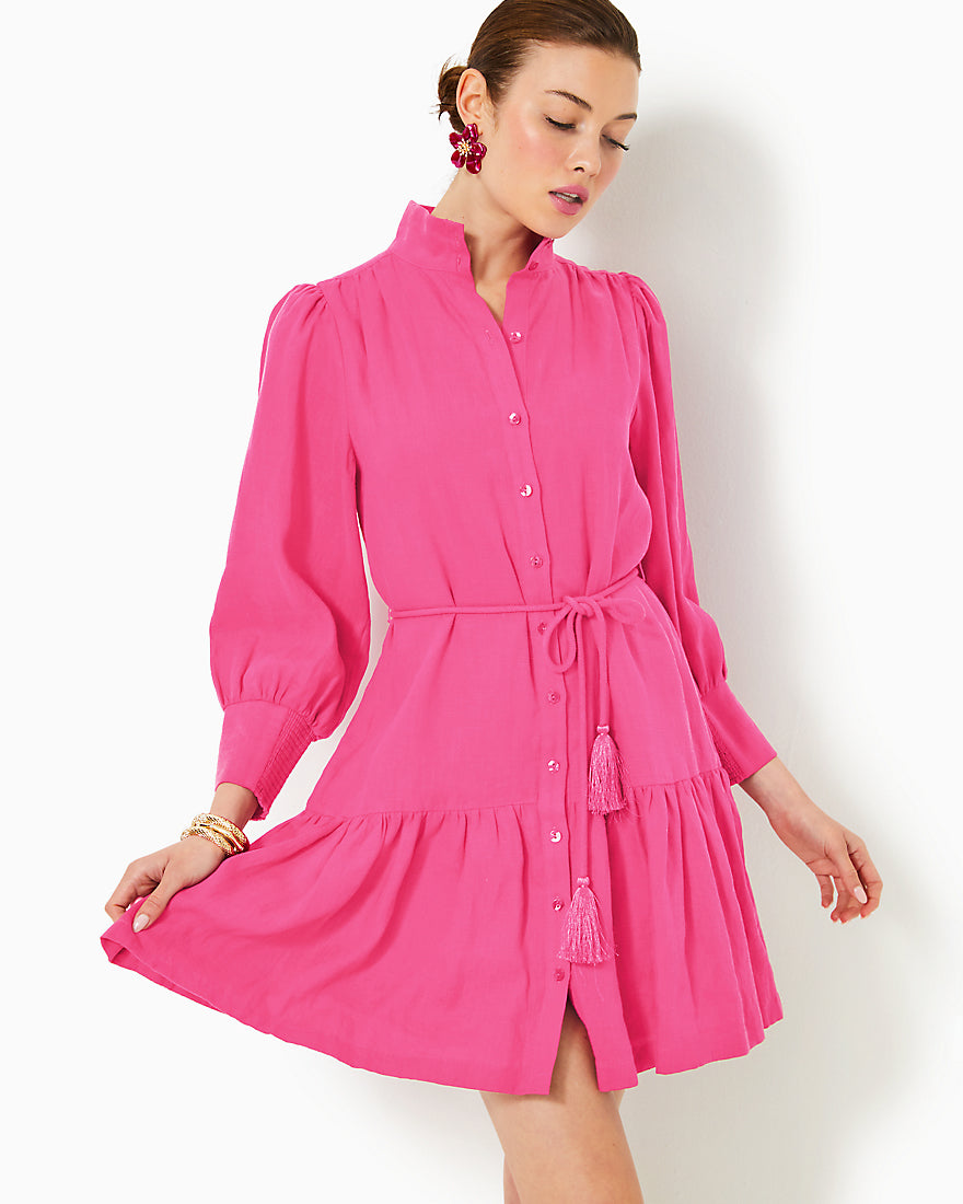 Drena Linen Dress - Passion Fruit Pink - 5