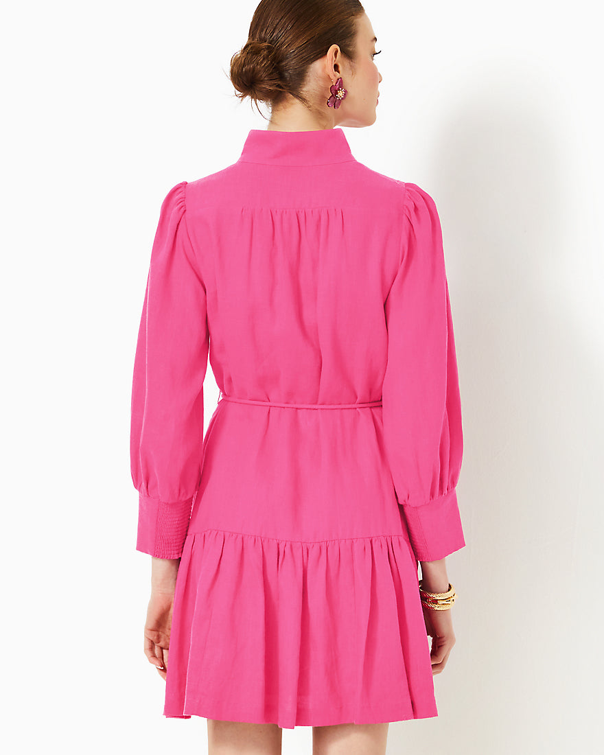 Drena Linen Dress - Passion Fruit Pink - 6