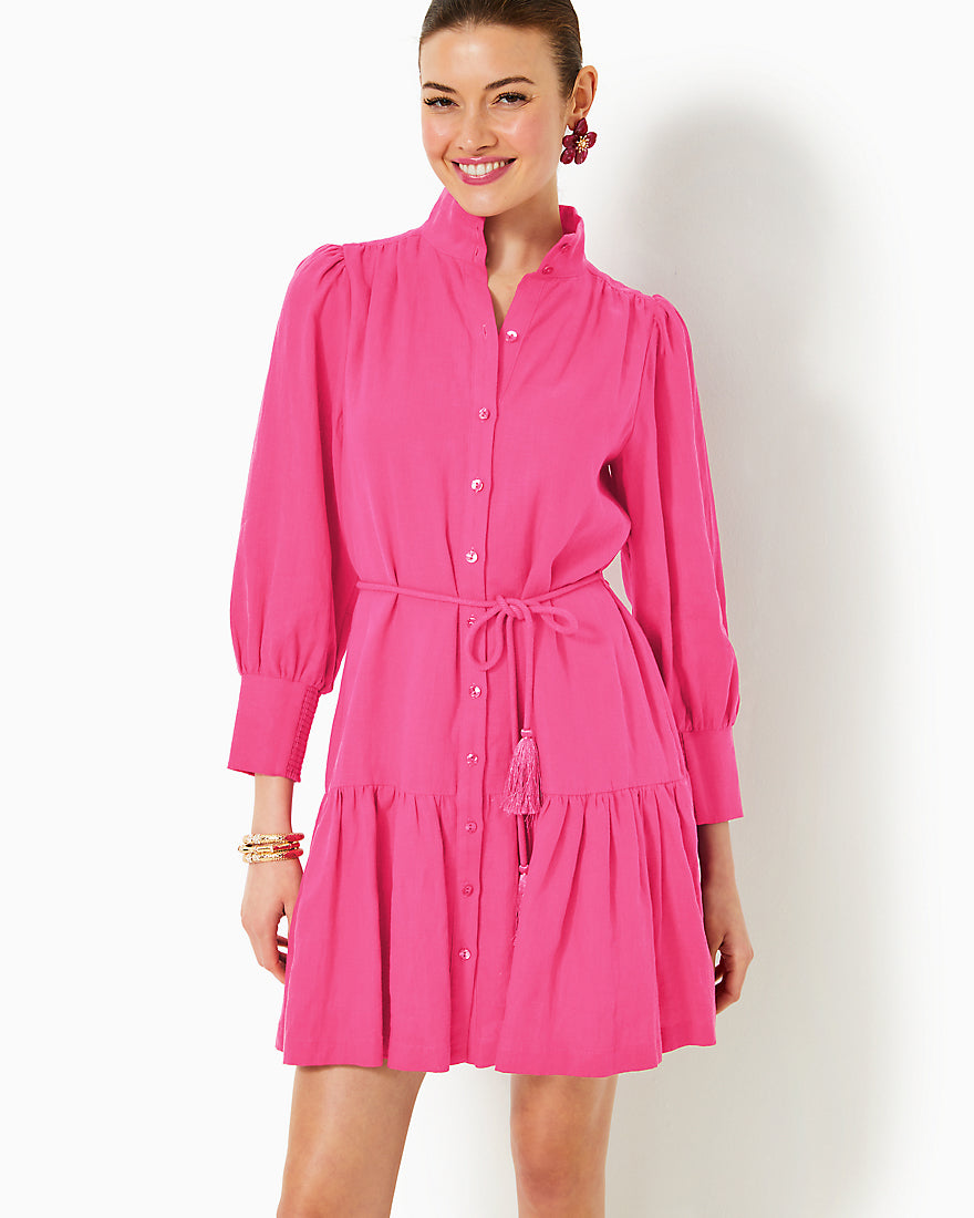 Drena Linen Dress - Passion Fruit Pink - 7