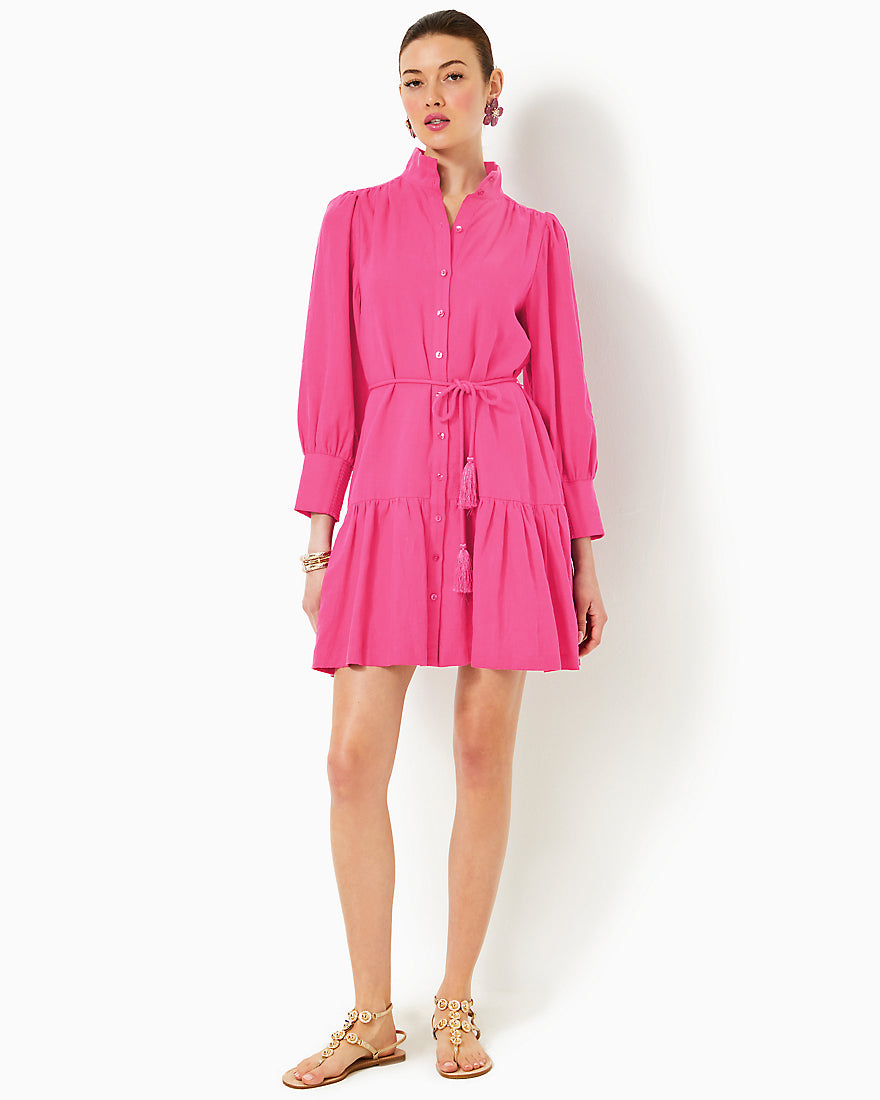 Drena Linen Dress - Passion Fruit Pink - 8