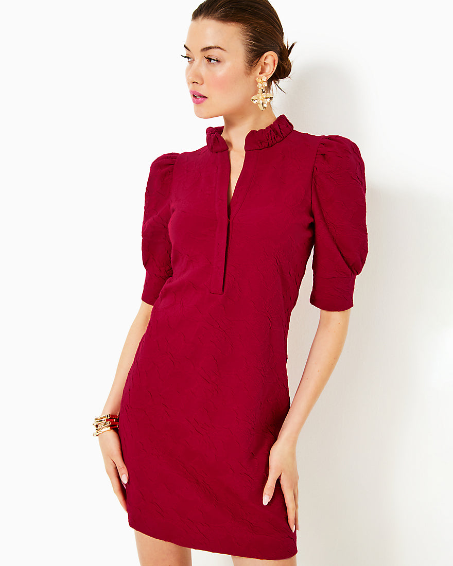 Elsey Elbow Sleeve Dress - Malbec Red - 1