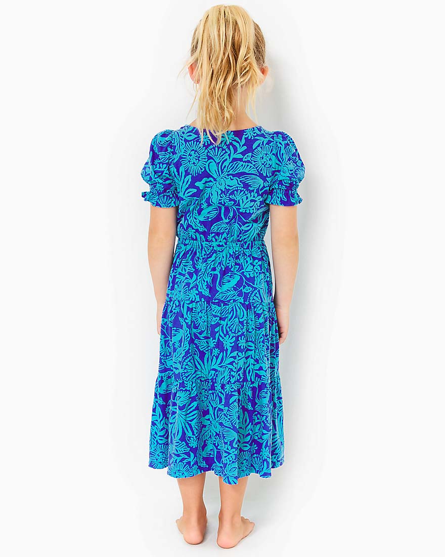 Girls Dean Midi Dress - Martinique Blue Jungle Oasis - 2