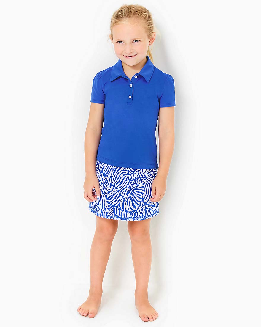 Girls Mini Frida Puff Sleeve Polo - Martinique Blue - 1