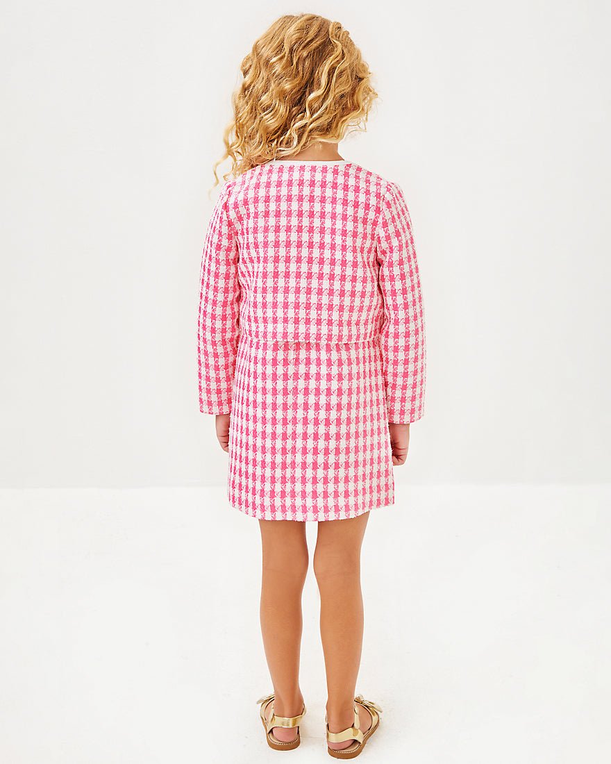 Girls Mini Rohana Boucle Jacket - Rousseau Pink Charming Check