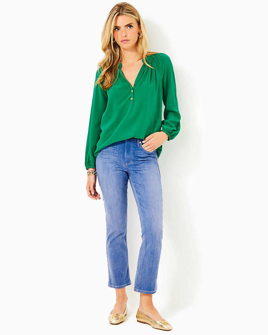 Liza High Rise Crop Flare Jean - Caribbean Blues Wash