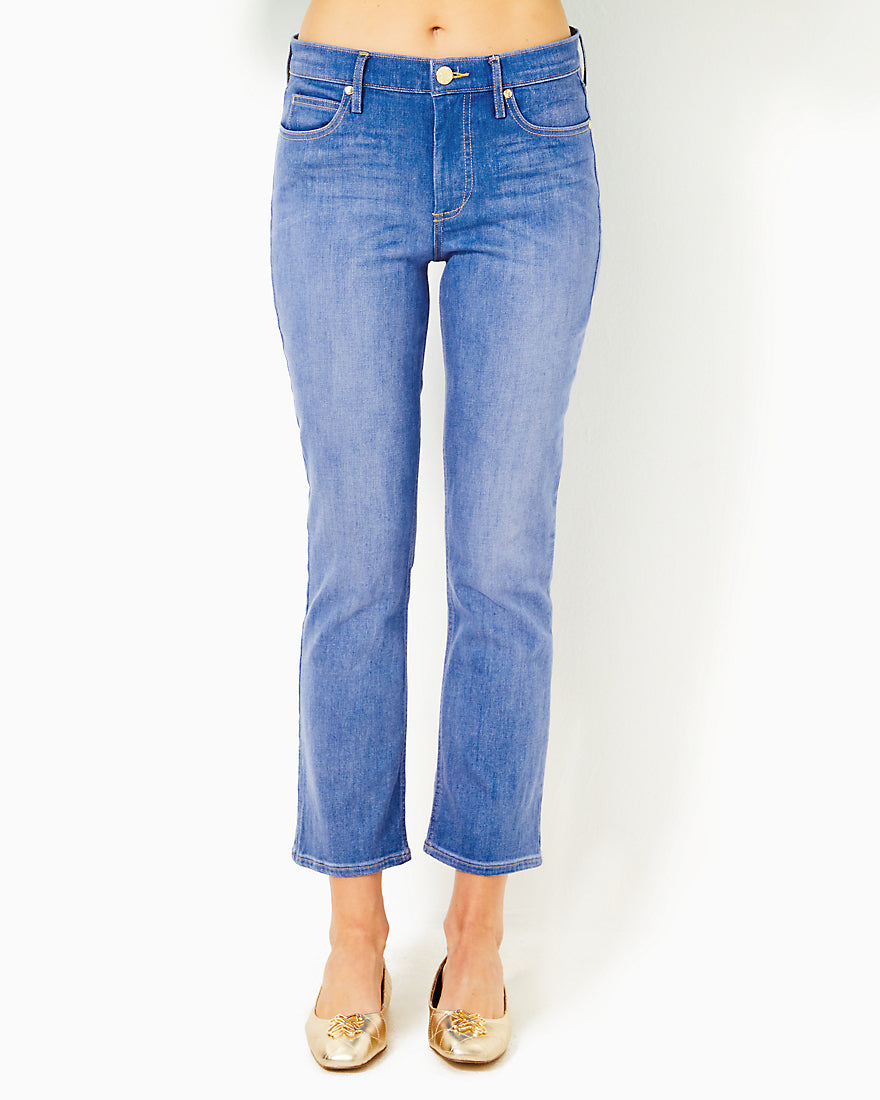 Liza High Rise Crop Flare Jean - Caribbean Blues Wash