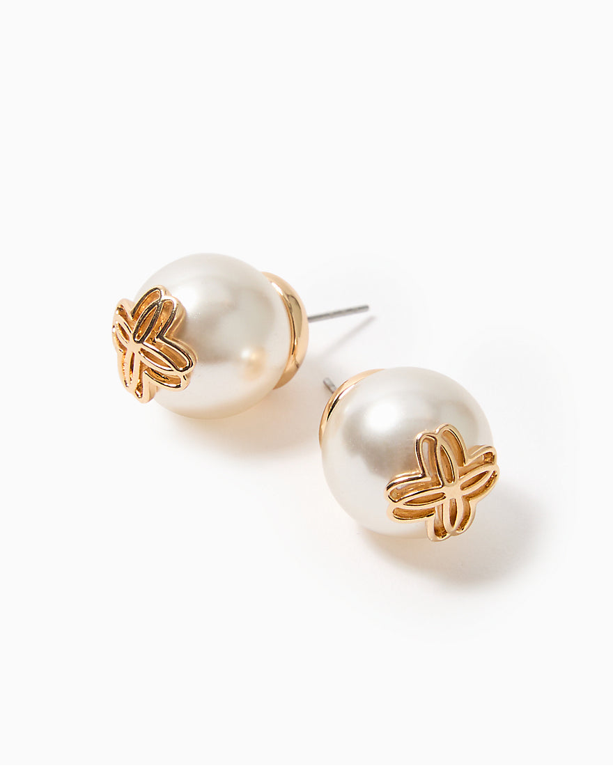 Lp Logo Pearl Stud Earrings