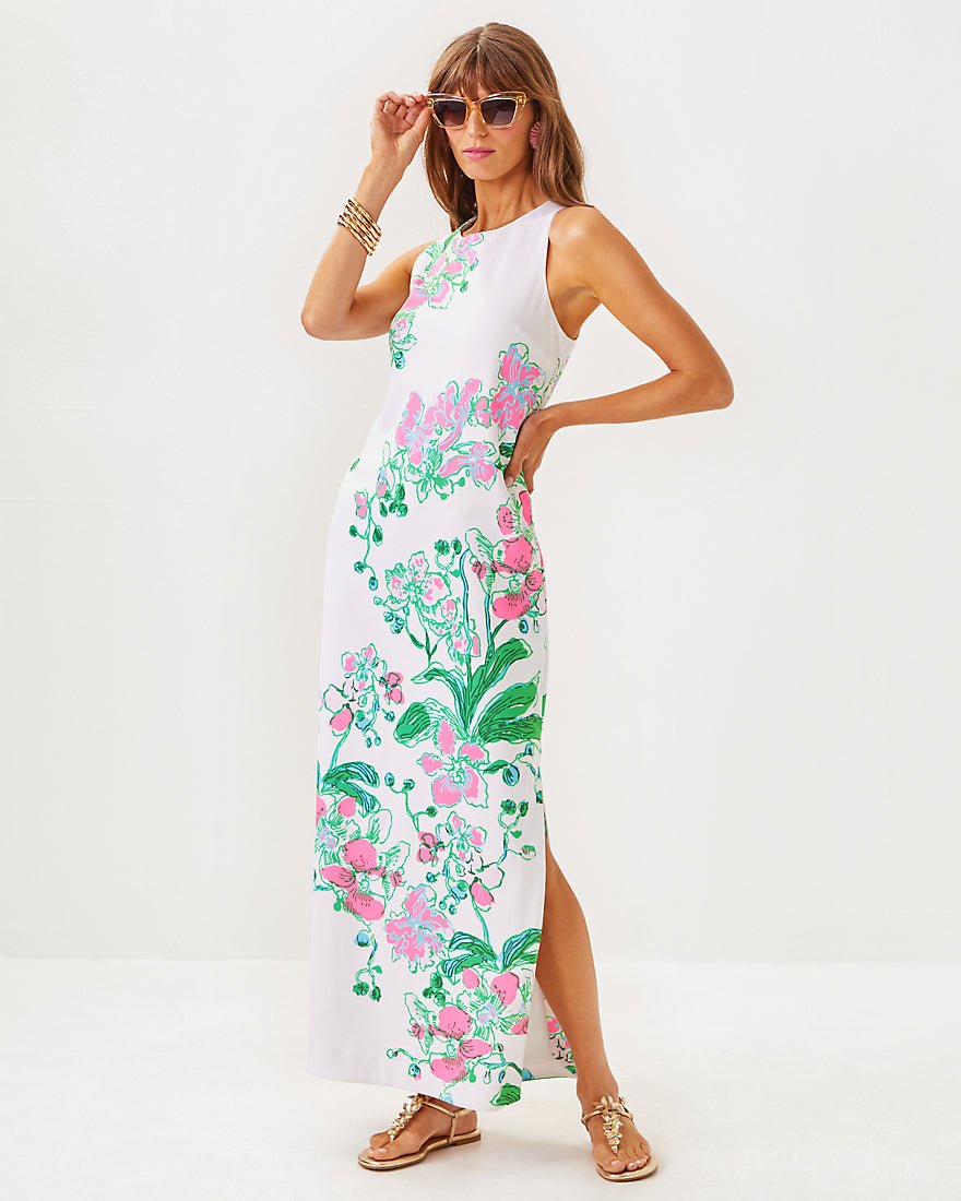 Melodie Maxi Dress - Multi Oversized Orchids On The Avenue