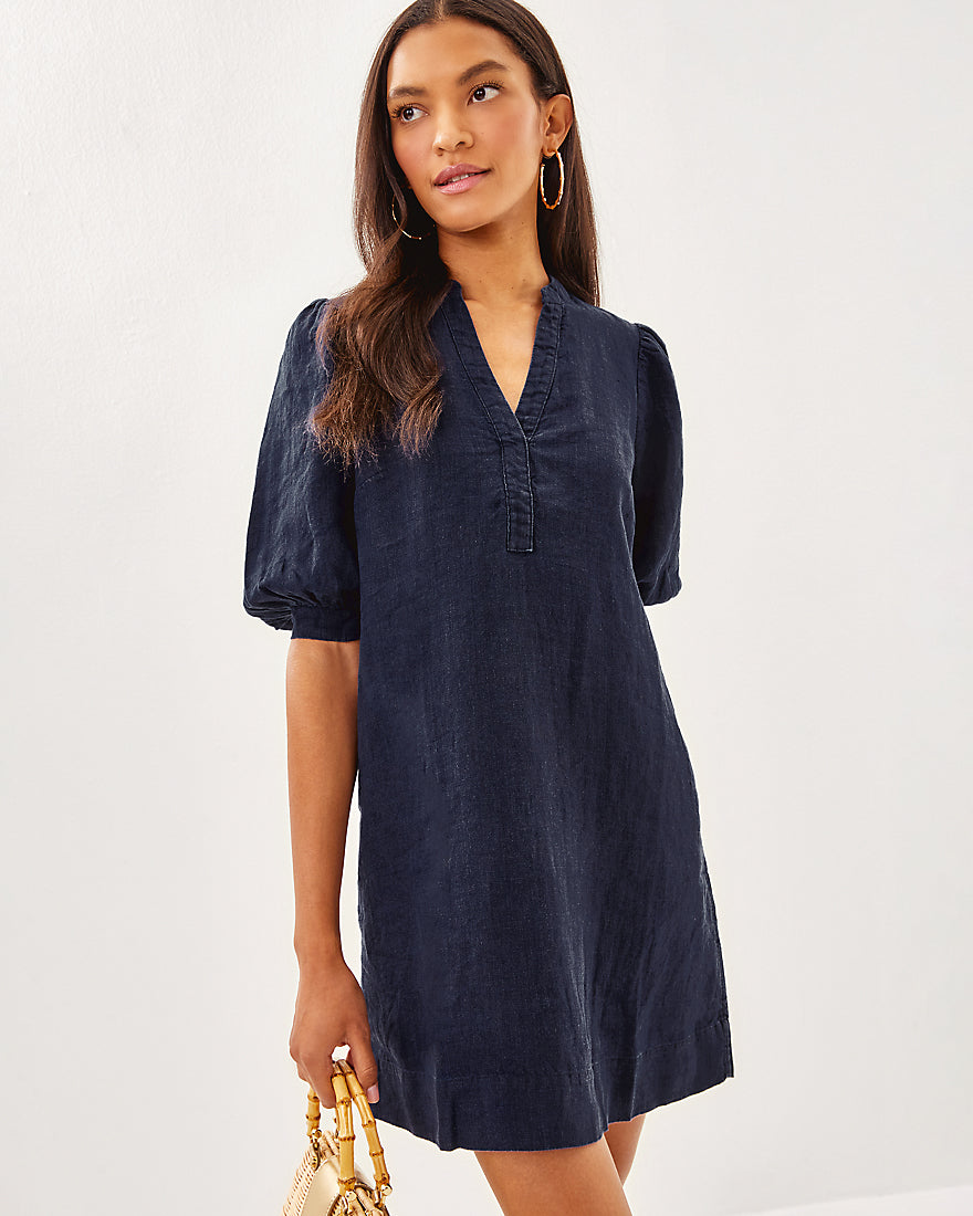 Mialeigh Elbow Sleeve Linen Dress