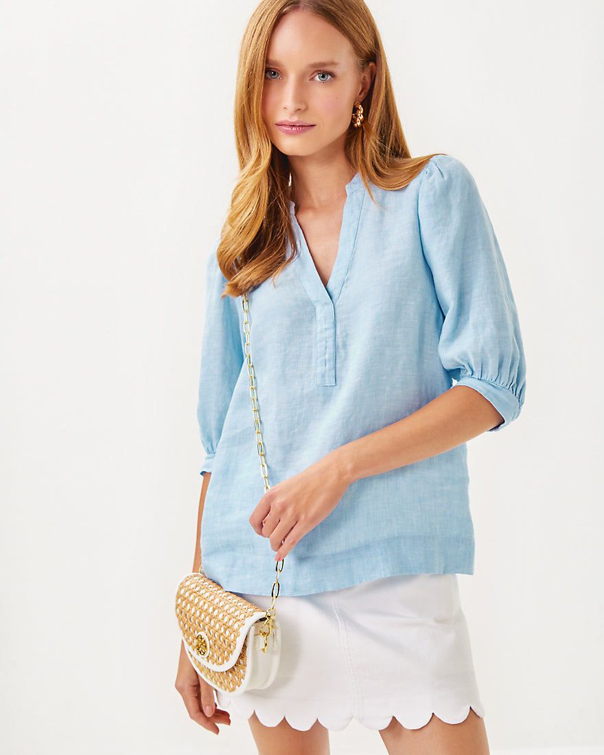 Mialeigh Elbow Sleeve Linen Top