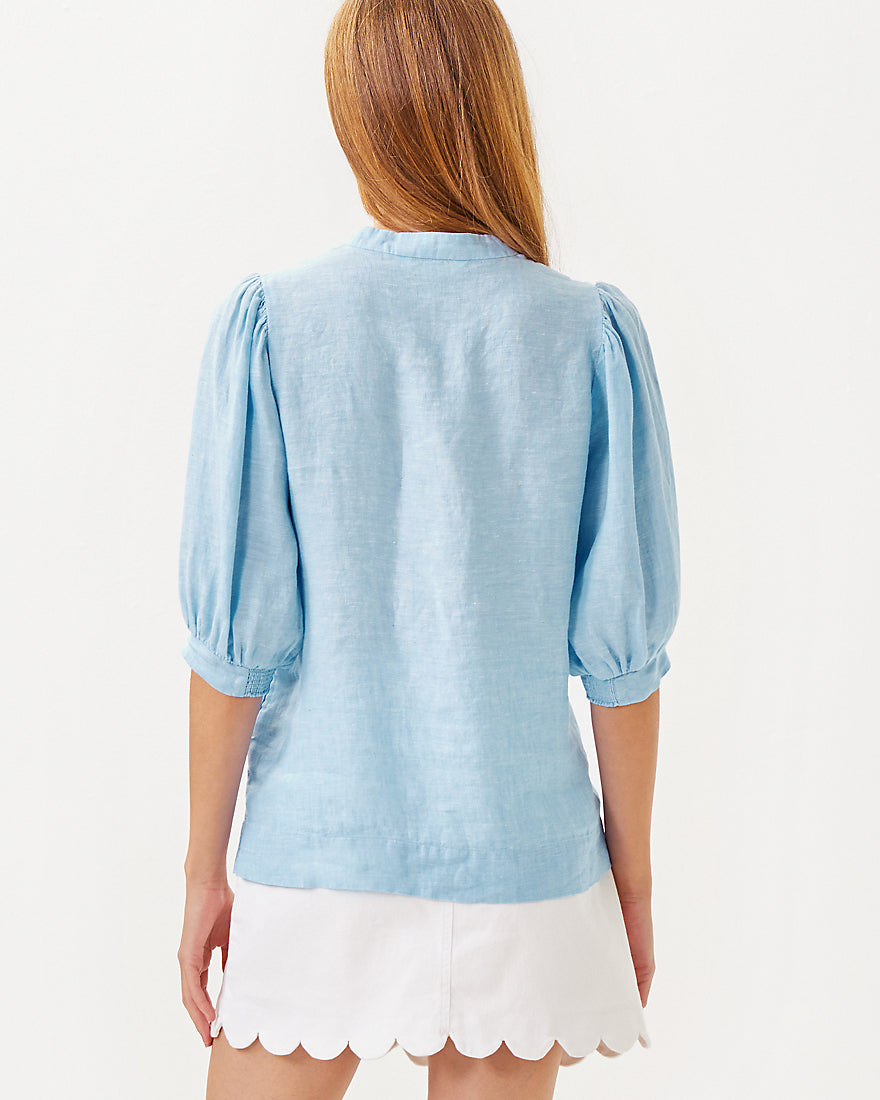 Mialeigh Elbow Sleeve Linen Top