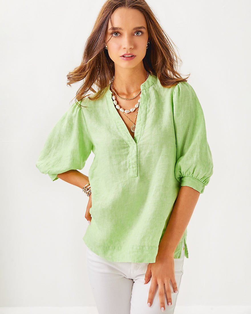 Mialeigh Elbow Sleeve Linen Top