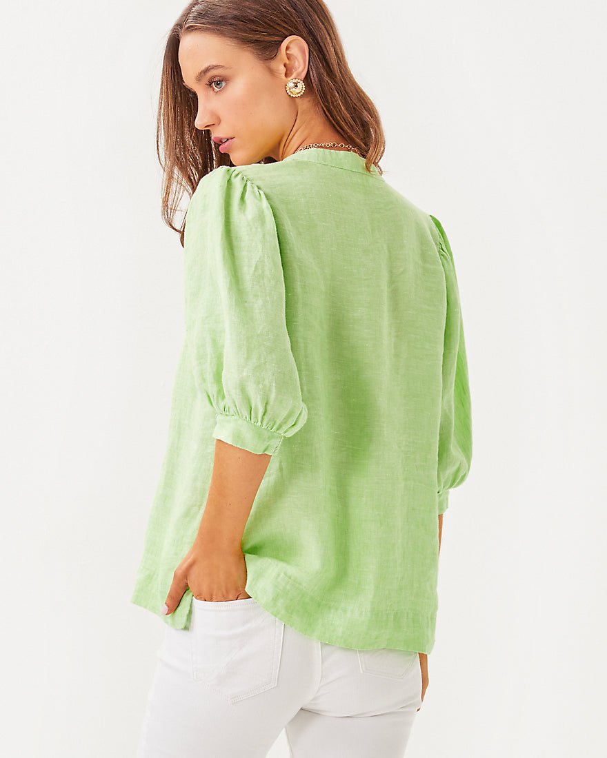 Mialeigh Elbow Sleeve Linen Top