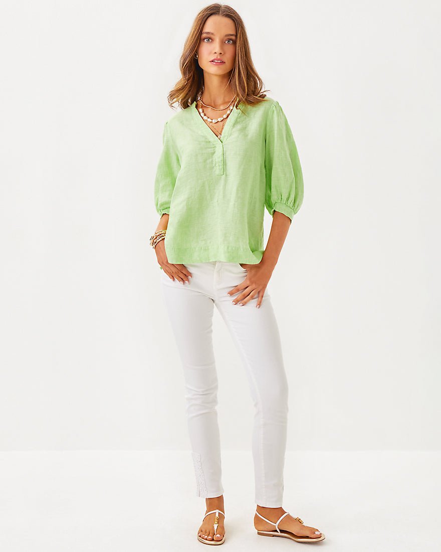 Mialeigh Elbow Sleeve Linen Top