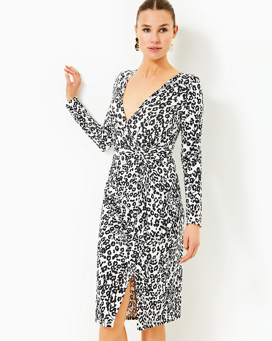 Odella V Neck Midi Dress - Coconut Lets Pawty - 1