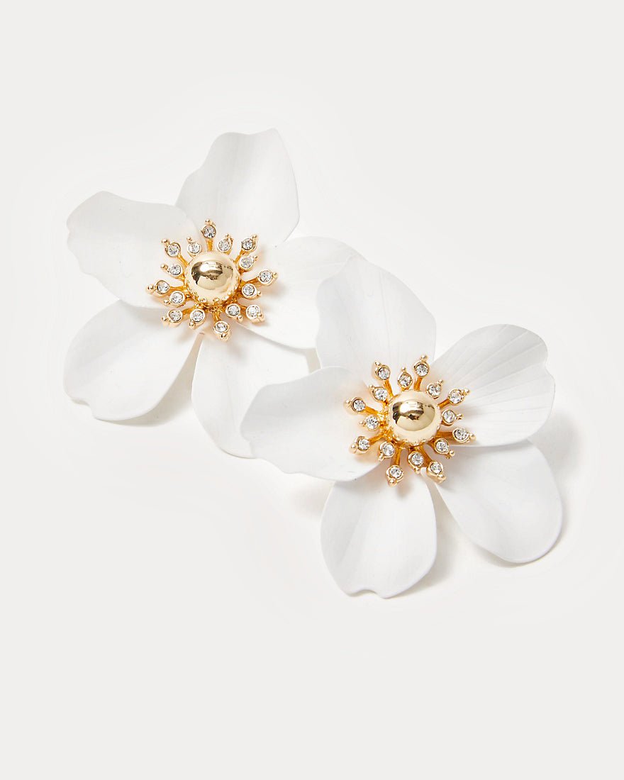 Oversized Orchid Earrings - Resort White - 2