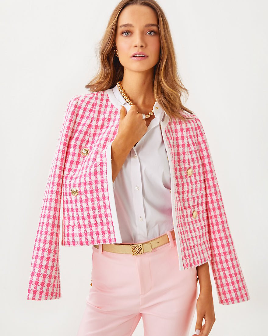 Rohana Boucle Jacket - Rousseau Pink Charming Check