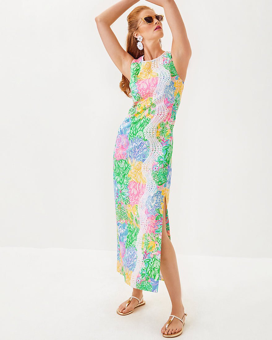 Sarabeth Stretch Maxi Shift Dress - Multi Bright Delight Patch