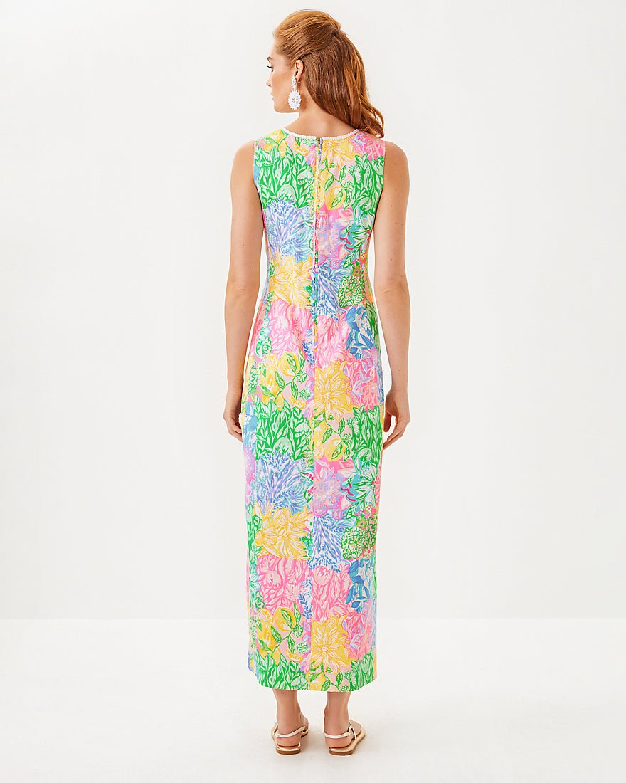 Sarabeth Stretch Maxi Shift Dress - Multi Bright Delight Patch