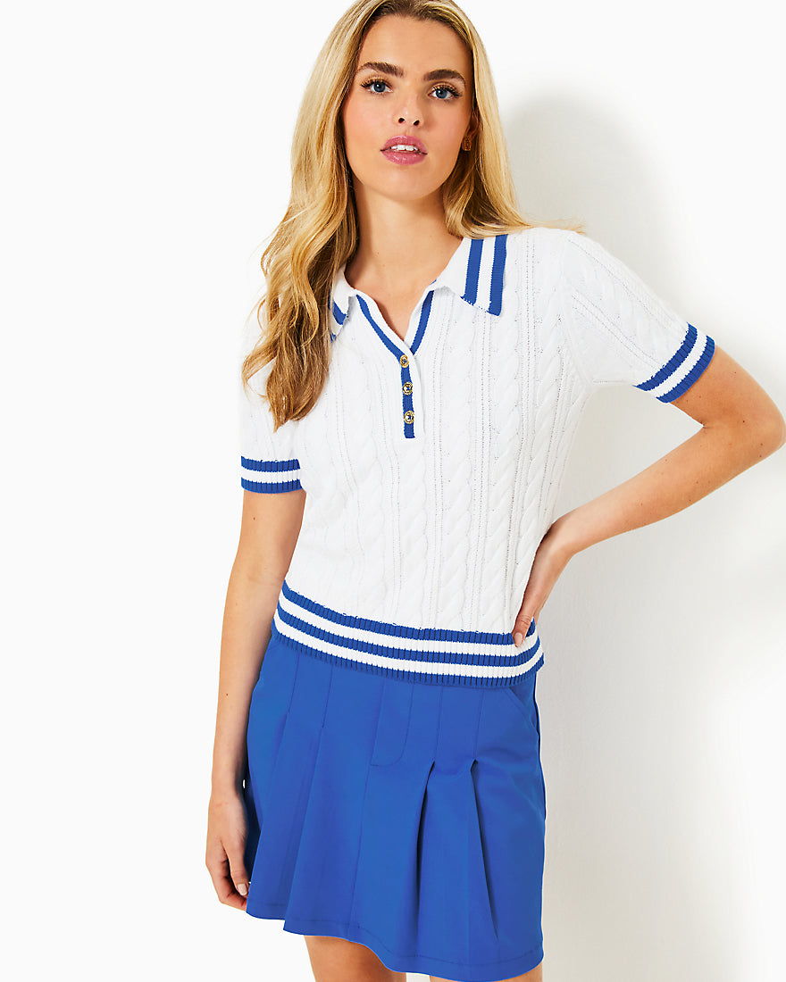 Suzette Sweater - Resort White X Martinique Blue Tipping - 3