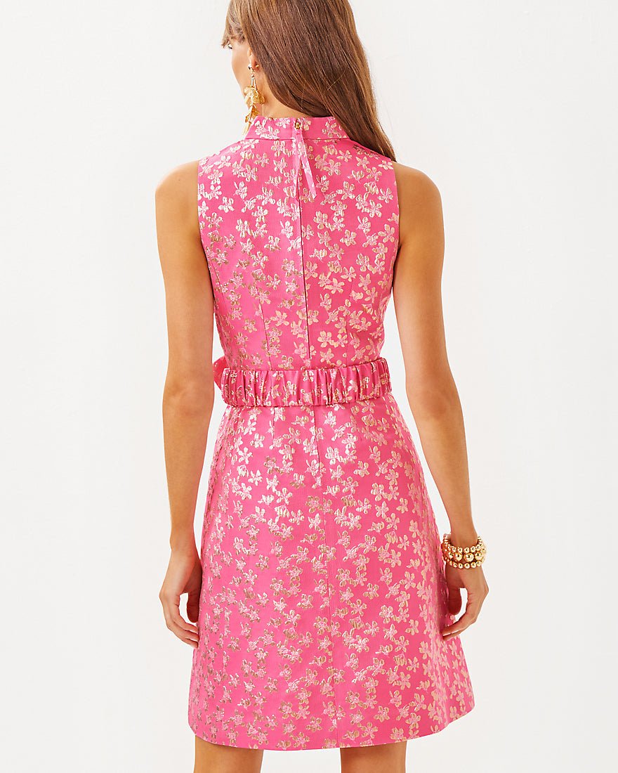 Tazie Dress - Rousseau Pink Ditsy Daisy Metallic