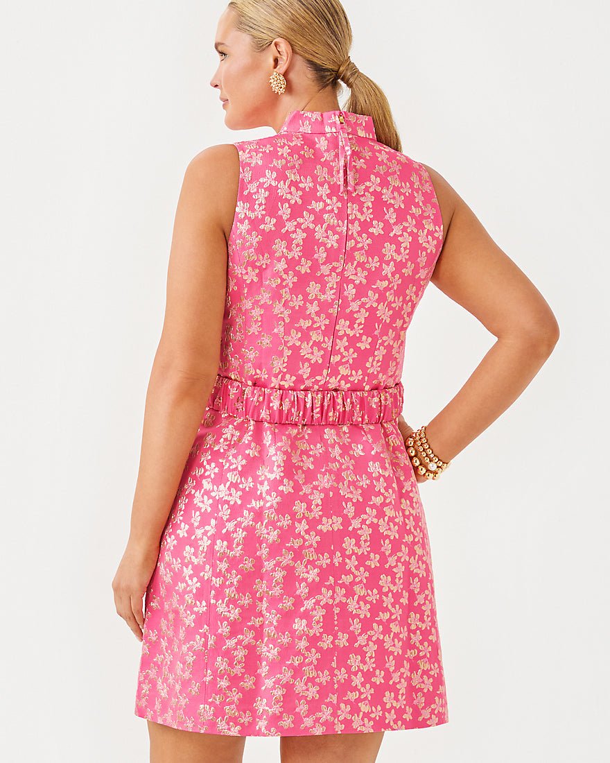 Tazie Dress - Rousseau Pink Ditsy Daisy Metallic