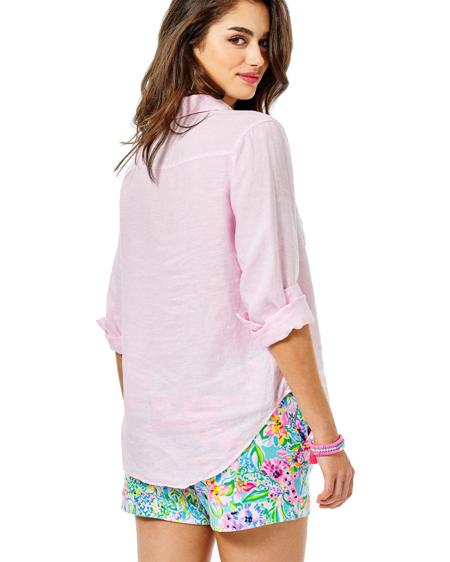 Sea View Button Down Top – Splash of Pink - Your Lilly Pulitzer Store