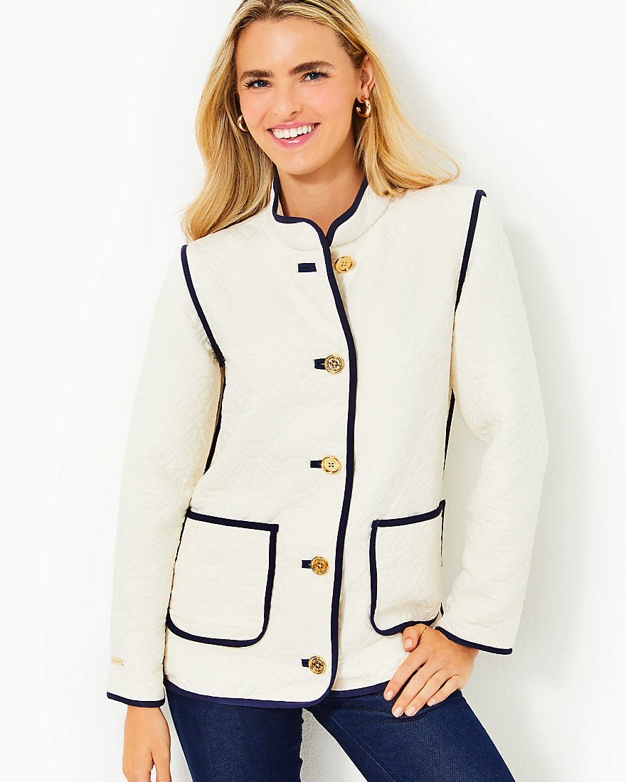 Georgine Quilted Jacket - Coconut Quilted Butterfly Pattern - 3