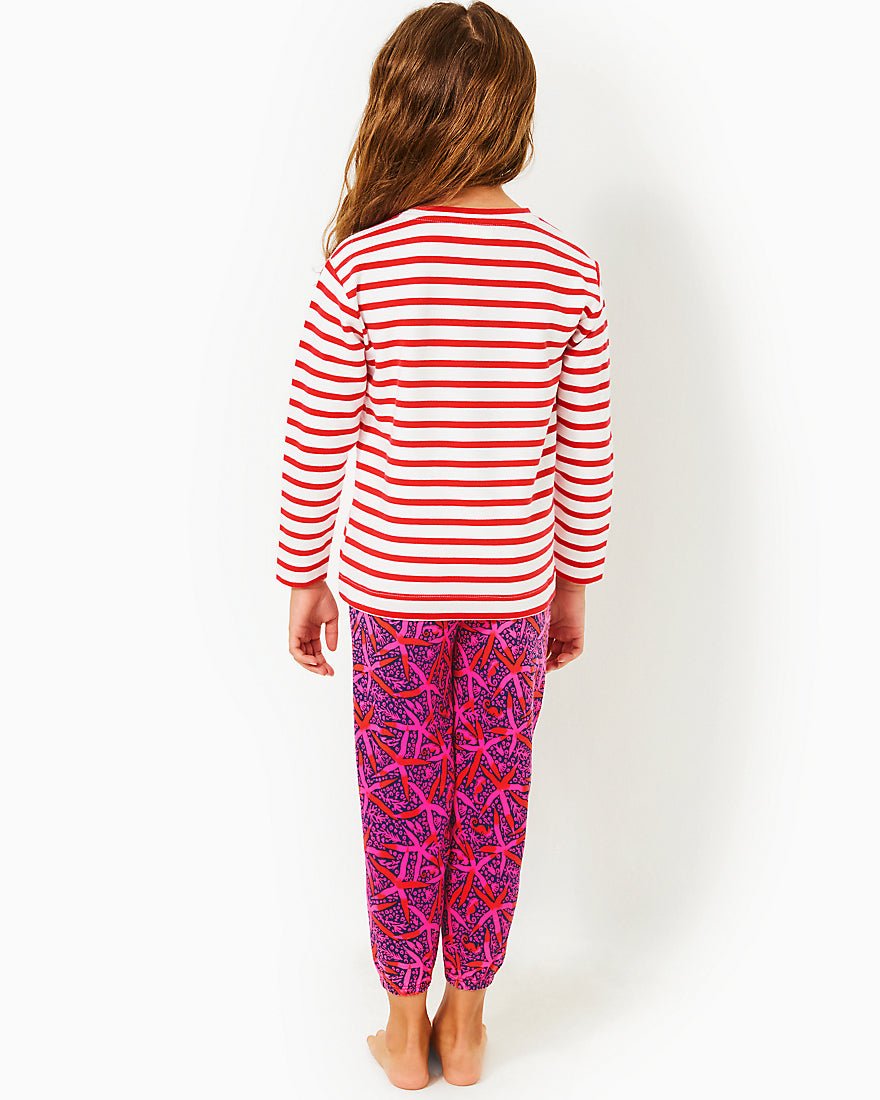 Girls Mini Mallie Terry Pant - Passion Fruit Pink Star Searching - 3