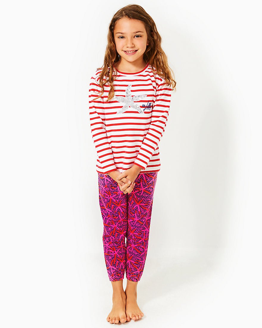 Girls Mini Mallie Terry Pant - Passion Fruit Pink Star Searching - 1