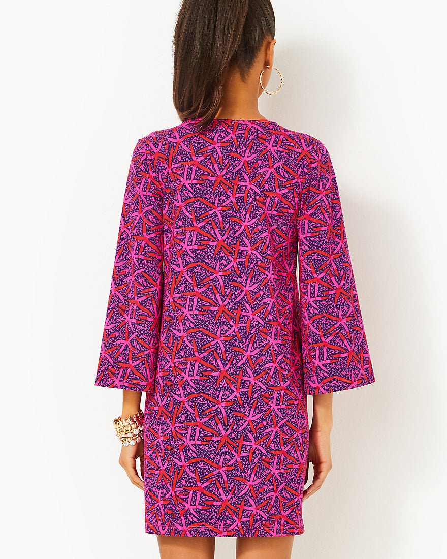 Johana Long Sleeve Coverup - Passion Fruit Pink Star Searching - 3