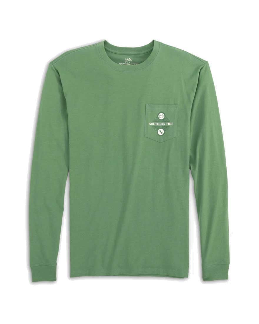 Mens Longsleeve Iron Wrought Oval Tee - Basil Pesto - 2