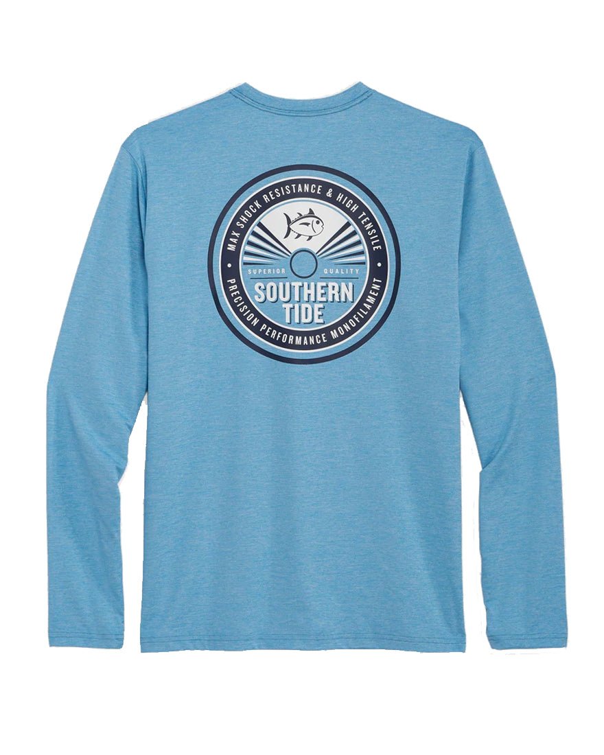 Mens Longsleeve Monofilament Heather Performance Tee - Heather Niagara - 1