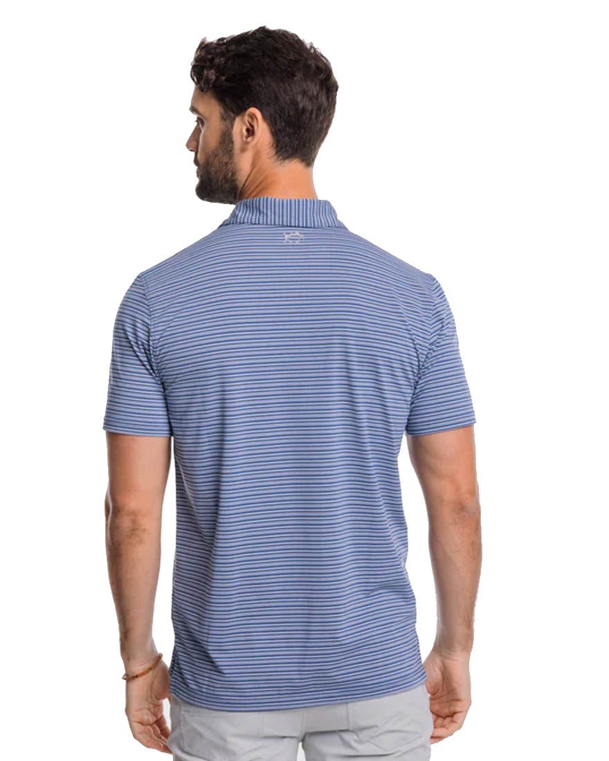 Mens Shortsleeve Brreeze Bowen Stripe Performance Polo - Aged Denim - 4