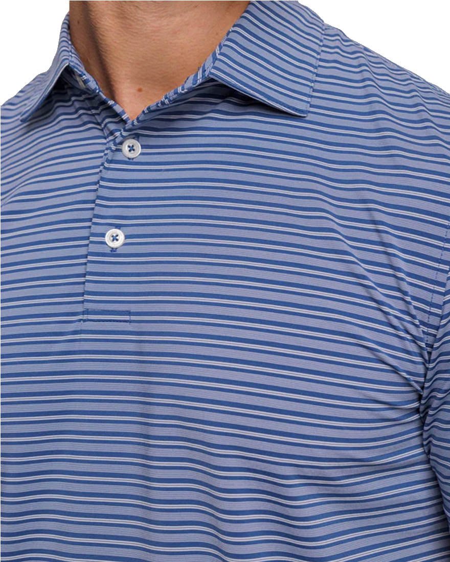 Mens Shortsleeve Brreeze Bowen Stripe Performance Polo - Aged Denim - 2