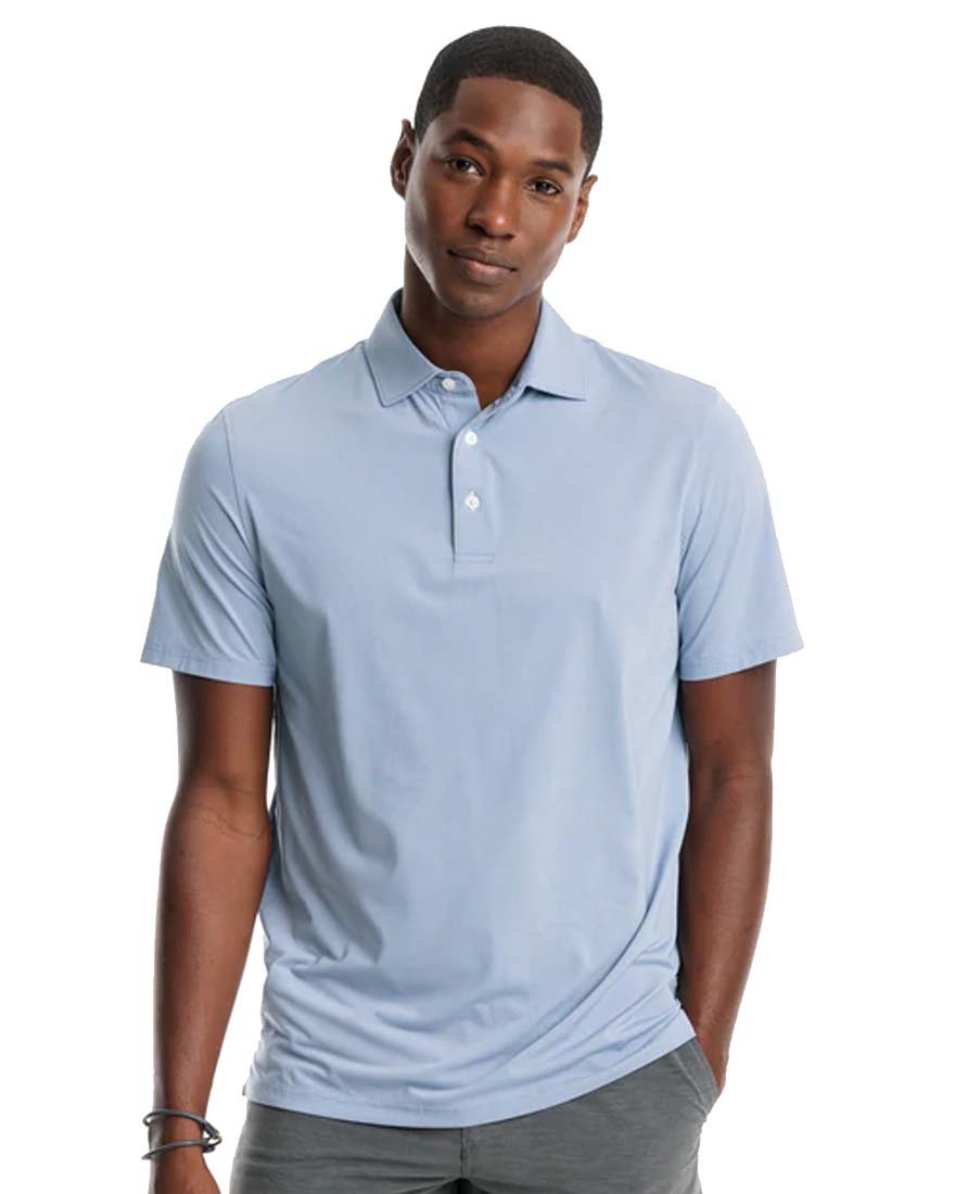 Mens Shortsleeve Brreeze Sawgrass Stripe Performance Polo - Blue Ridge - 1